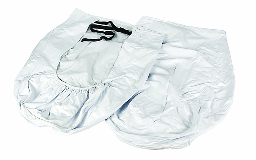 Camco 45324 Wheel & Tire Protector Covers - 33-35", Arctic White Vinyl, Set/2 Bilingual