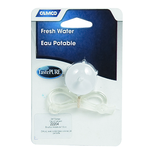 Camco 22204 Male Hose Plug - 3/4" w/Lanyard Natural 24 per box Bilingual