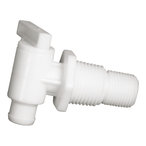 Camco 22243 Drain Valve - 3/8" or 1/2" MPT Barb without Flange, Bilingual