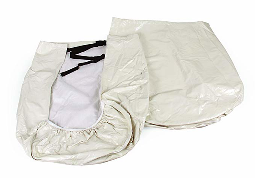 Camco 45332 Wheel & Tire Protector Covers - 27-29", Colonial White Vinyl, Set/2 Bilingual