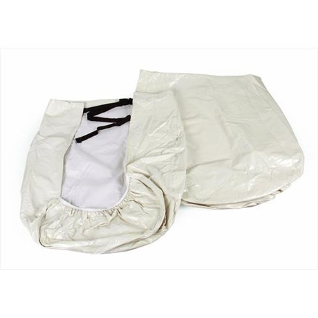 Camco 45335 Wheel & Tire Protector Covers - 36-39", Colonial White Vinyl, Set/2 Bilingual