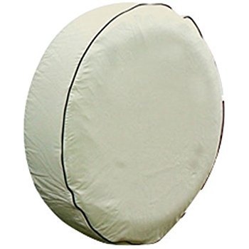 Camco 45357 Spare Tire Cover - L_25-1/2" Dia Vinyl, Colonial White Bilingual