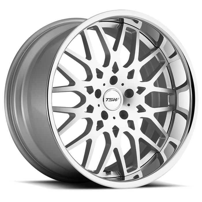 TSW 2110RAS425112S66 - Rascasse 21x10 5x112 ET42 CB66.6 Silver with Machined Face & Chrome Stainless Lip