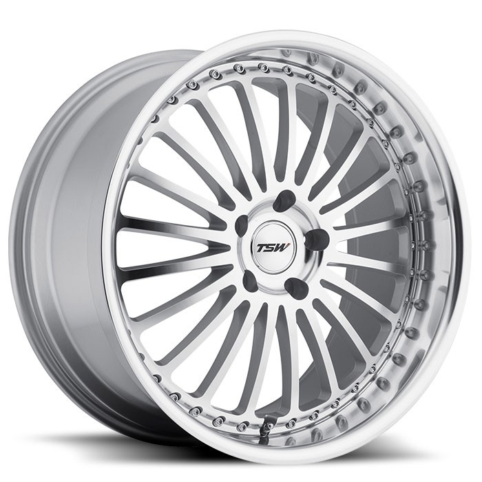 TSW 2010SIL255120S76 - Silverstone 20x10 5x120 ET25 CB76.1 Silver with Mirror Face & Lip