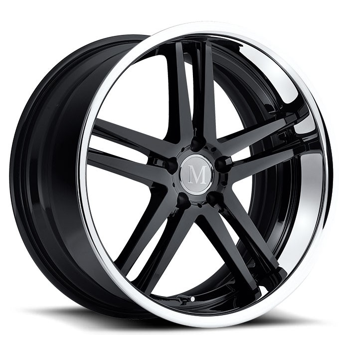 SIMPLEX 18X9.5 5-112 39P C66.6 BLACK - CHROME SS LIP