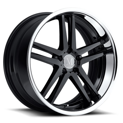 SIMPLEX 19X8.5 5-112 20P C66.6 BLACK - CHROME SS LIP