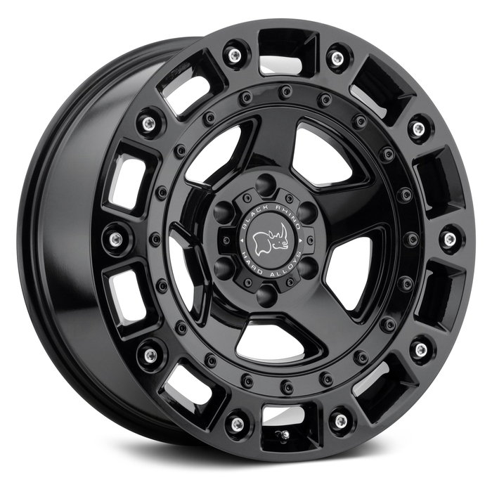 Black Rhino Cinco 18x9.5 6x139.7 ET12 CB112 Gloss Black with Stainless Bolts