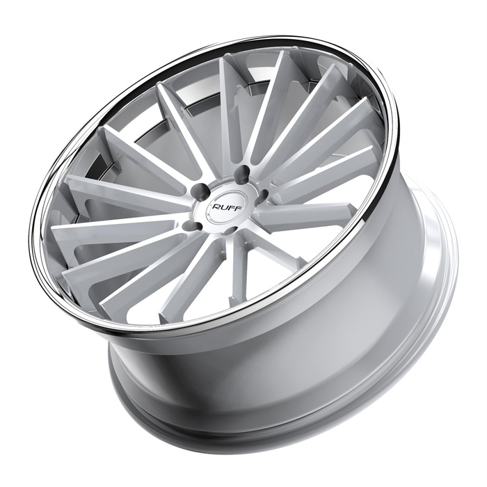 Ruff R3 22x10.5 5x112 ET42 CB66.56 Gloss Silver with Stainless Steel Lip