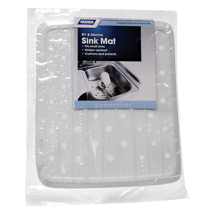 Camco 43720 RV & Marine Sink Mat - 10 x 11-3/4", White  Bilingual