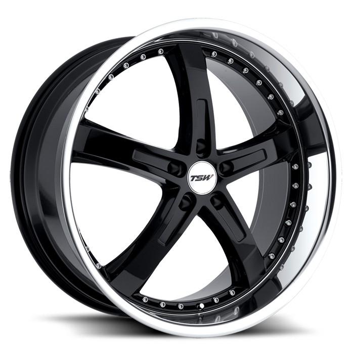 TSW 1995JAR205112B72 - Jarama 19x9.5 5x112 ET20 CB72.6 Gloss Black with Mirror Cut Lip