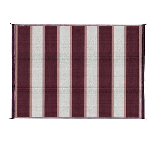 Camco 42872 Outdoor Mat  6' x 9'  - Stripe, Burgundy/White  Bilingual