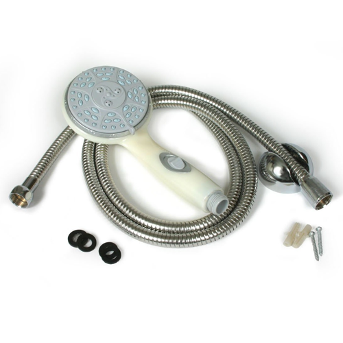 Camco 43715 Shower Head Kit - Off WHite w/OO includes hose,head,mount & hardware