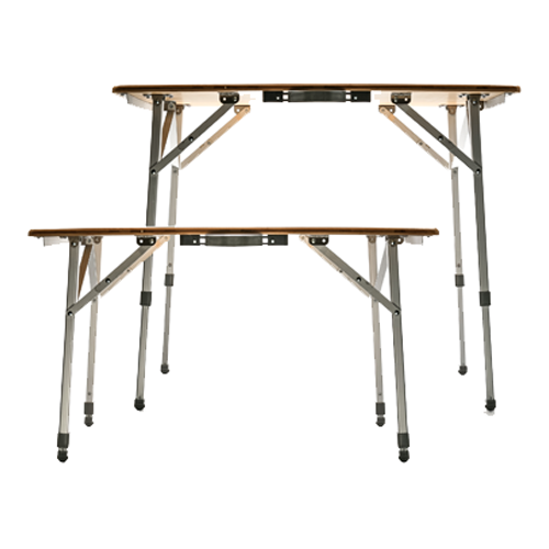 Camco 51893 Bamboo Folding Table  - w/Al Legs, Adjustable, Solid (31.4x23.6x18"-26"h)