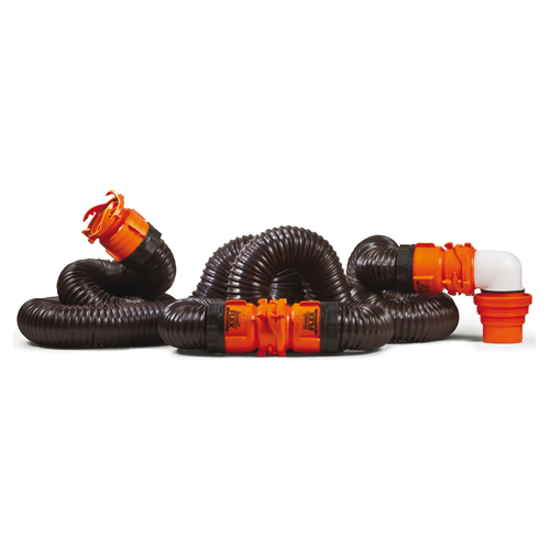 Camco 39741 RhinoFLEX 20' Sewer Hose Kit w/4N1,Elbow, Caps - 20'