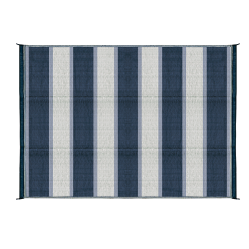 Camco 42871 Outdoor Mat  6' x 9'  - Stripe, Blue/White  Bilingual