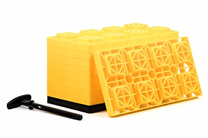 Camco 44515 FasTen Leveling Blocks  - w/T-Handle,4x2,Yellow 10 pack  Bilingual