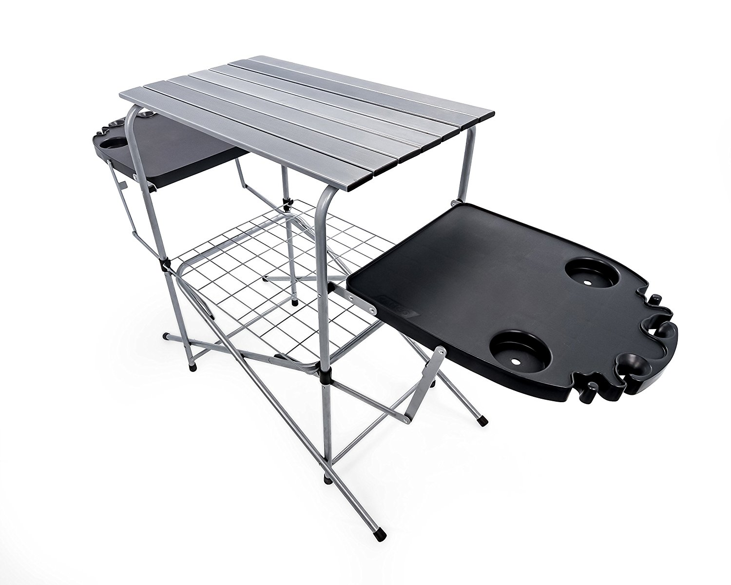 Camco 57295 Deluxe Grilling Table w/Plastic Side Tables