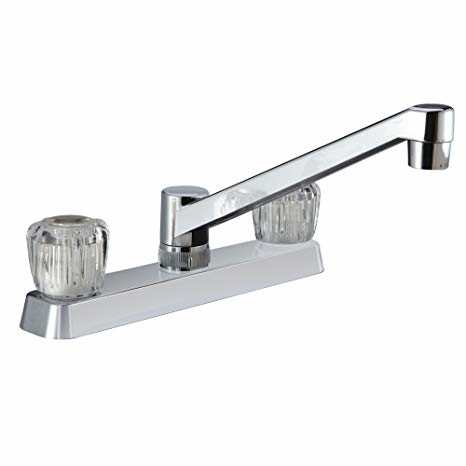 Dura Two Handle RV Kitchen Faucet w/Crystal Acrylic Knobs - Chrome Polished