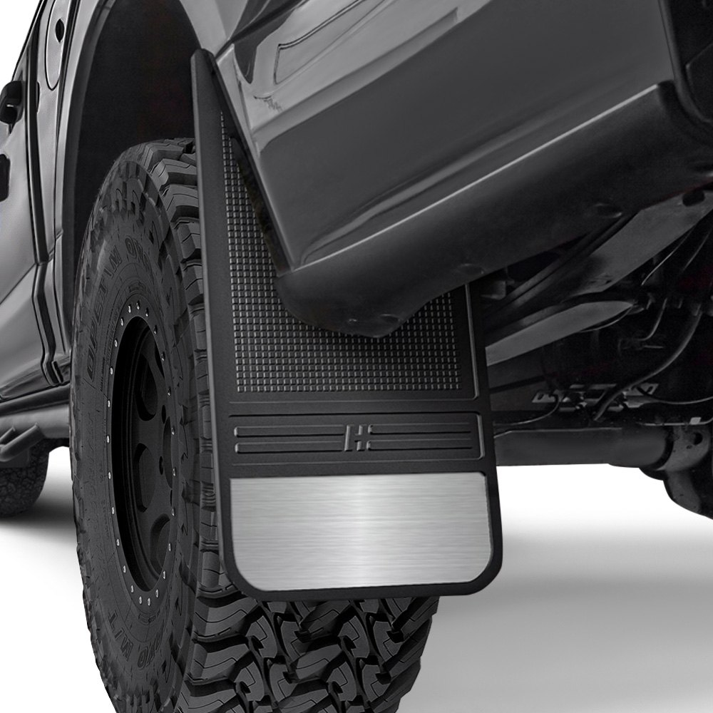 Husky Liners 55101 - MudDog 12" Universal Rear, Black Mud Flaps with Stainless Steel 19-20