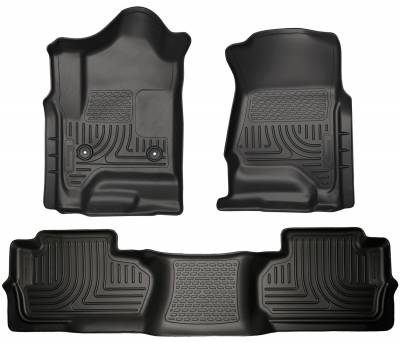 Husky Liners 98241 - WeatherBeater 1st & 2nd Row Footwell Coverage Black Floor Liner Set Chevy Silverado/Sierra Double Cab 15-19