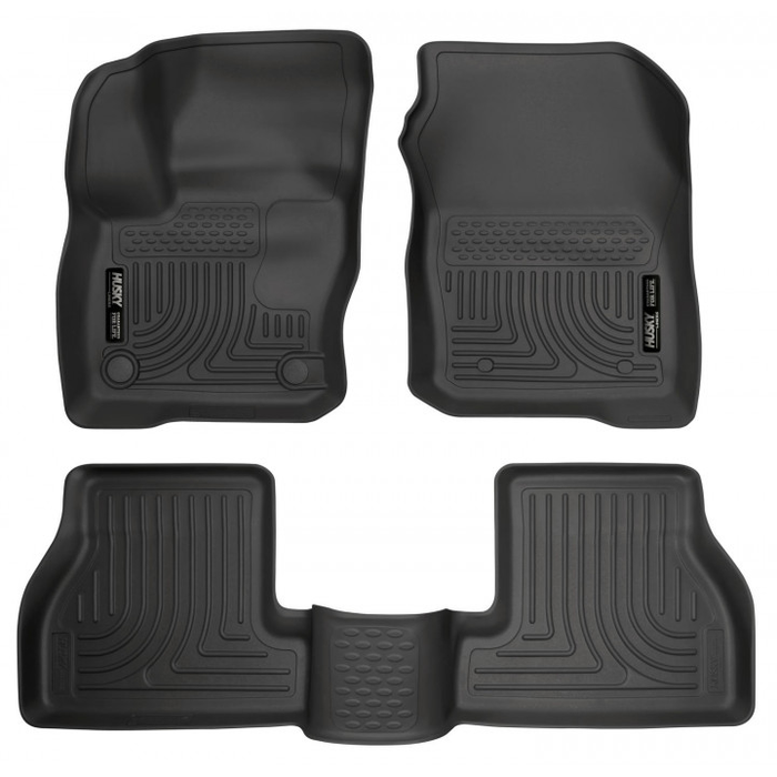 Husky Liners 99771 - WeatherBeater 1st & 2nd Row Black Floor Liner Set Ford Focus 4/5 Doors 16-19