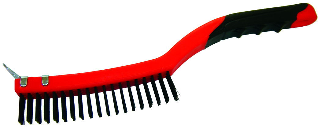 METAL BRUSH WITH SCRAPPER PLASTIC