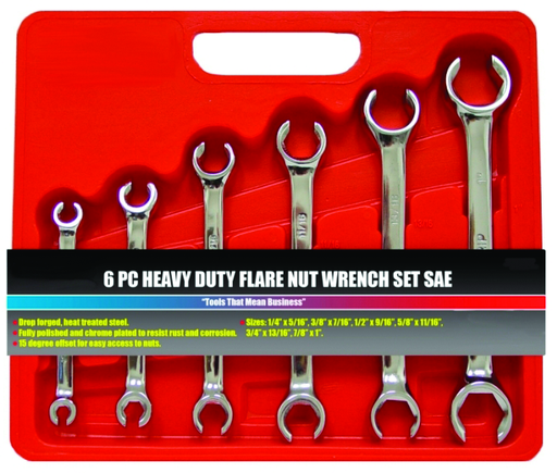 FLARE NUT WRENCH 6PC 1/4" ' 1"