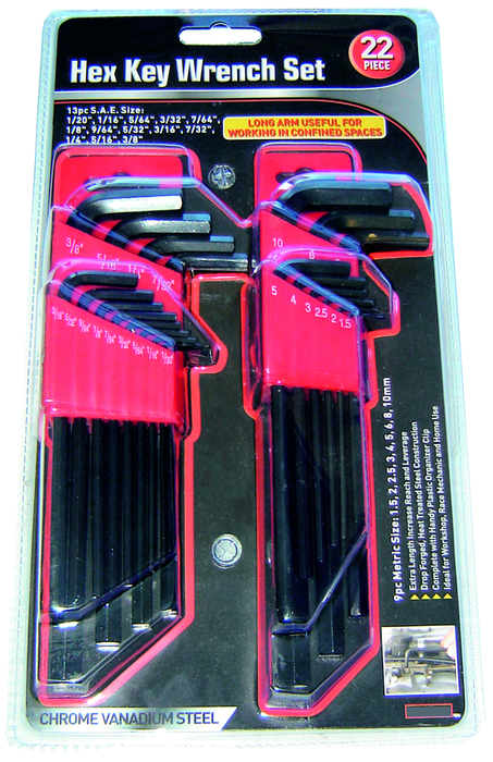 22PC LONG ARM HEX KEY WRENCH S