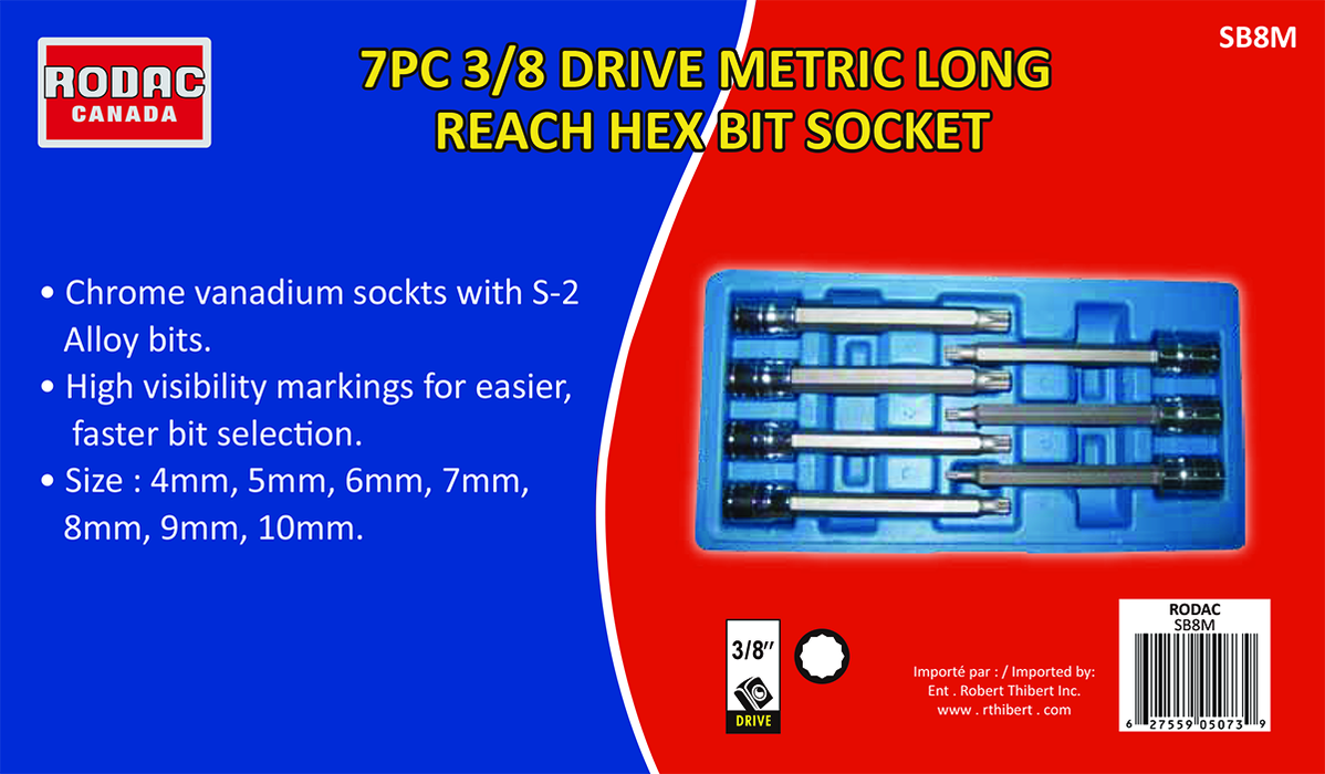 SOCKET BIT 3/8" 7PC METRIC