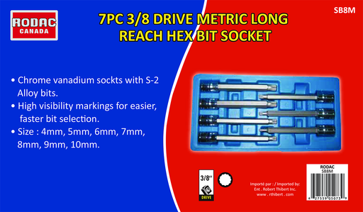 SOCKET BIT 3/8" 7PC METRIC