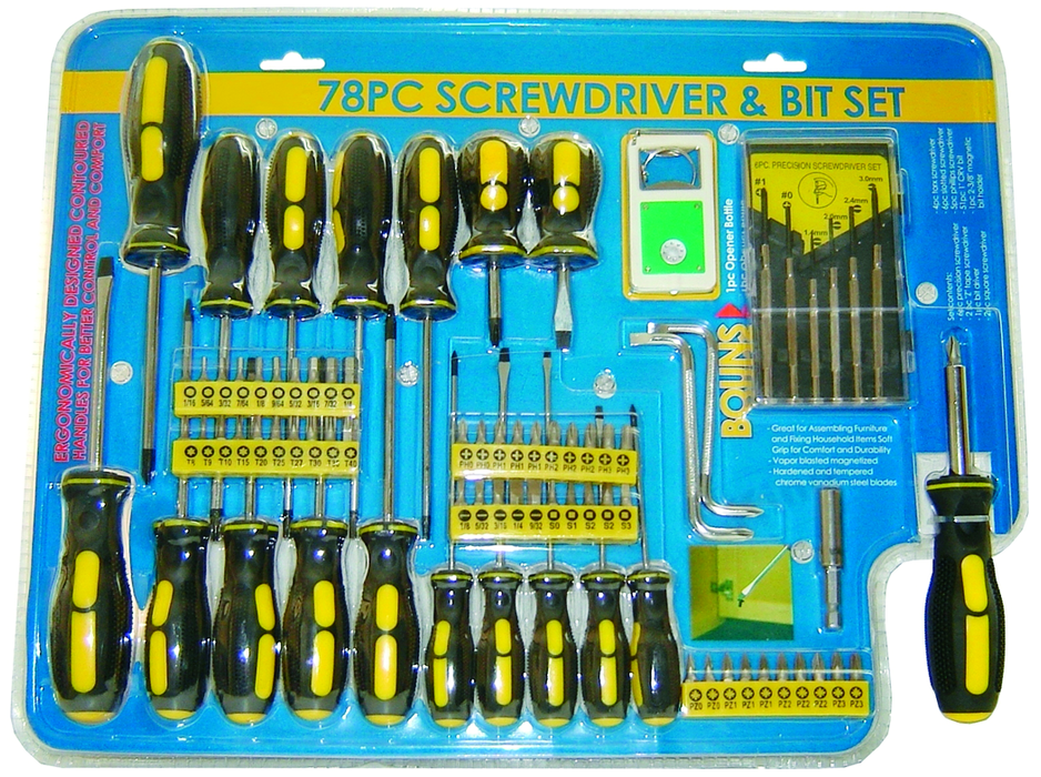 SCREWDRIVER BIT SET 78 PCES