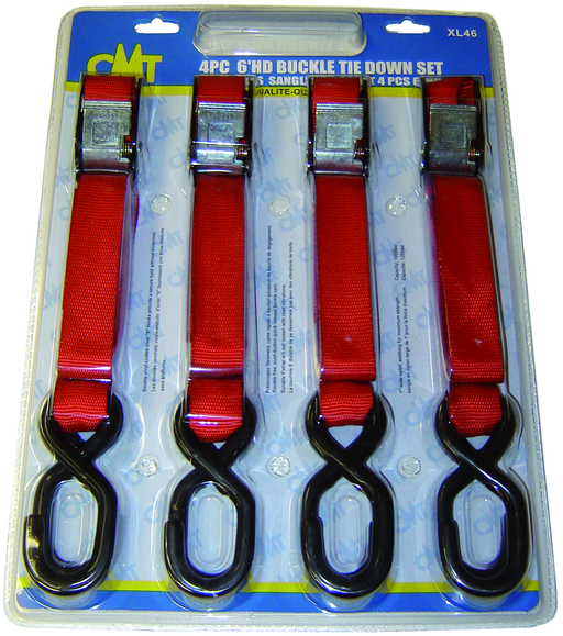 Rodac 63103 - Tie Down Red Set 4 pieces, 1" x 6', 1 000 lb