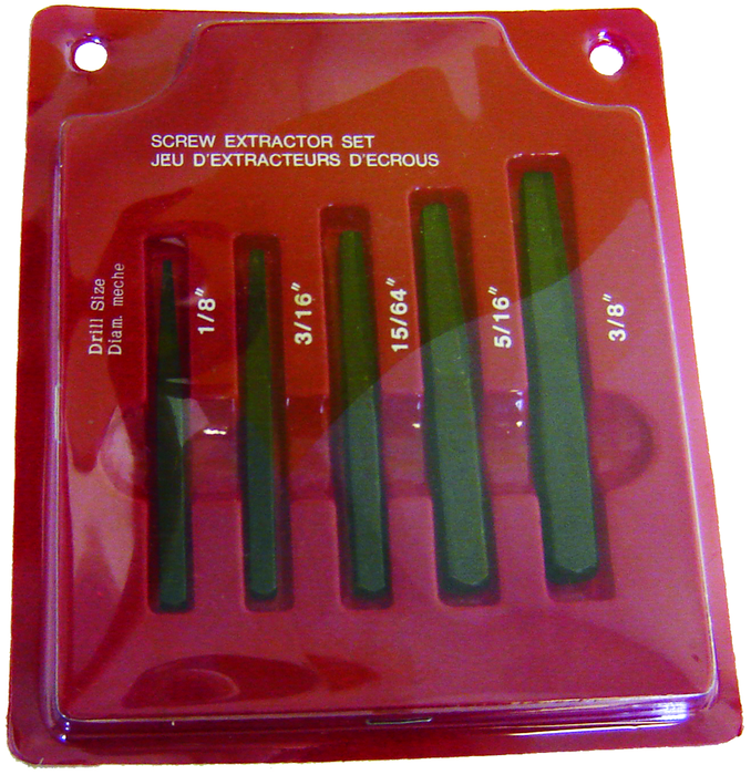 5PC SQUARE SCREW EXTRACTOR 1/8