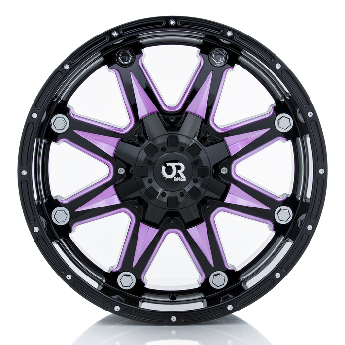 RTX Offroad 082446 - Spine 17x9 5x114.3/127 ET15 CB71.5 Black with Milled Pink Spokes