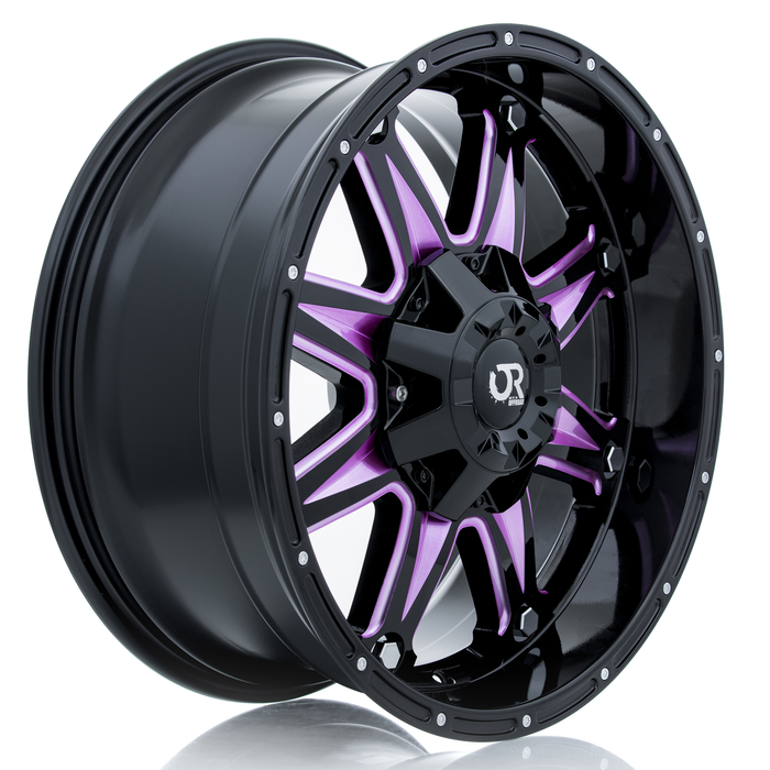 RTX Offroad 082446 - Spine 17x9 5x114.3/127 ET15 CB71.5 Black with Milled Pink Spokes