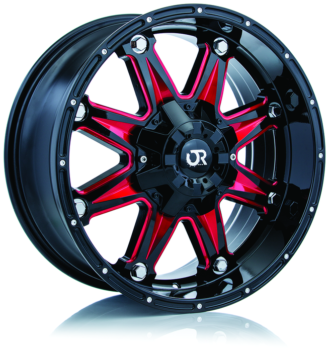 SPINE 17X9 6-135/139.7 10P C87.1 BLACK - RED MILLED SPOKE