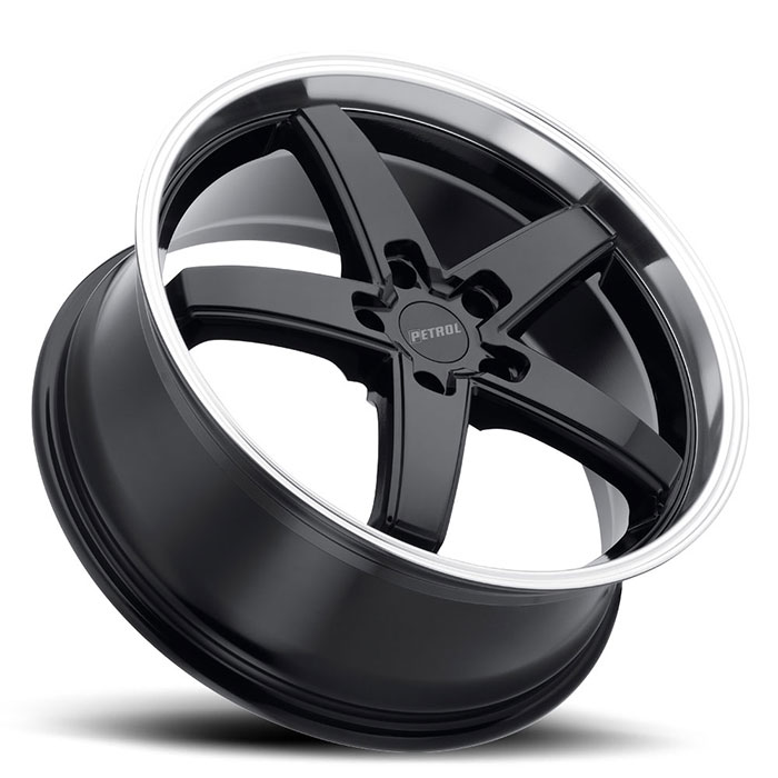 PETROL P1B 20X8.5 5-108 40P C72.1 GLOSS BLACK W/MACHINE CUT LIP