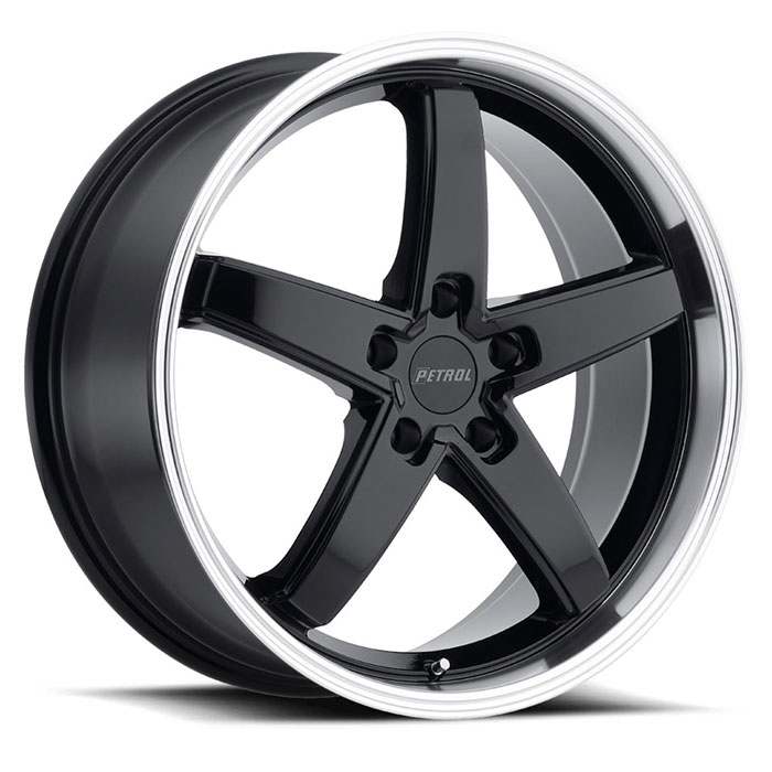 PETROL P1B 18X8 5-114 40P C76 GLOSS BLACK W/MACHINE CUT LIP