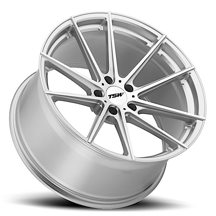 TSW 1885BAT155120S76 - Bathurst 18x8.5 5x120 ET15 CB76.1 Silver with Mirror Cut Face