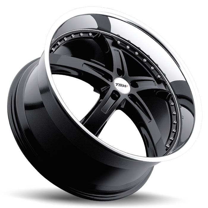 TSW 1895JAR355112B72 - Jarama 18x9.5 5x112 ET35 CB72.6 Gloss Black with Mirror Cut Lip