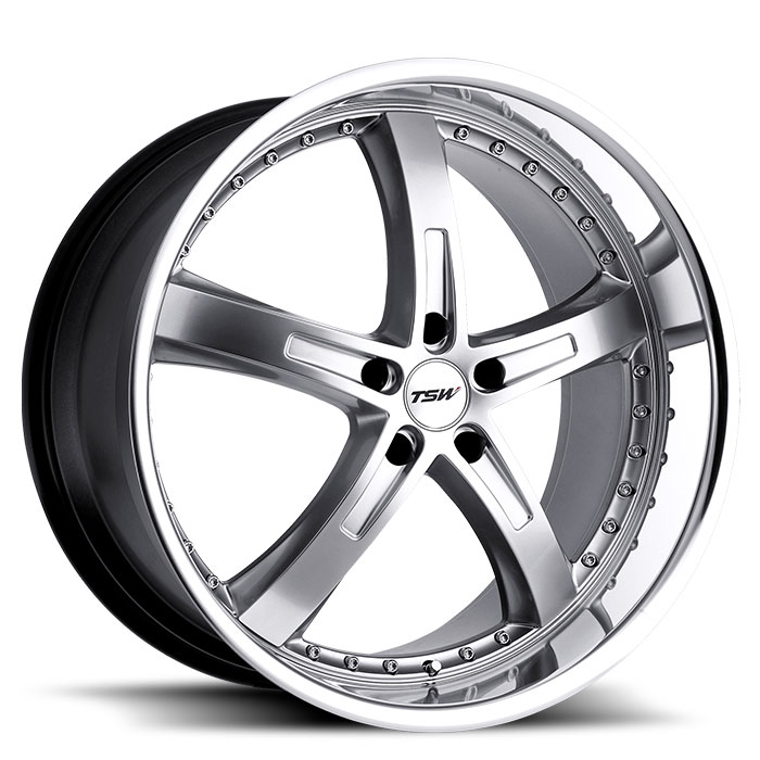 TSW 1895JAR455120S76 - Jarama 18x9.5 5x120 ET45 CB76.1 Hyper Silver with Mirror Cut Lip