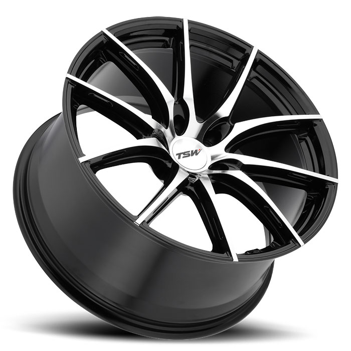 TSW 1895SPT205120B76 - Sprint 18x9.5 5x120 ET20 CB76.1 Gloss Black with Mirror Cut Face