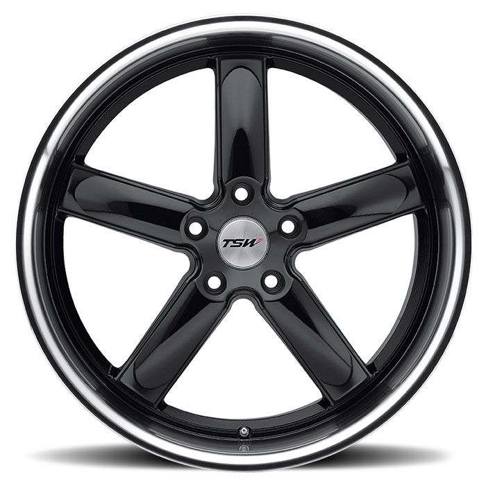 TSW 1895STW455120B76 - Stowe 18x9.5 5x120 ET45 CB76.1 Gloss Black with Mirror Lip