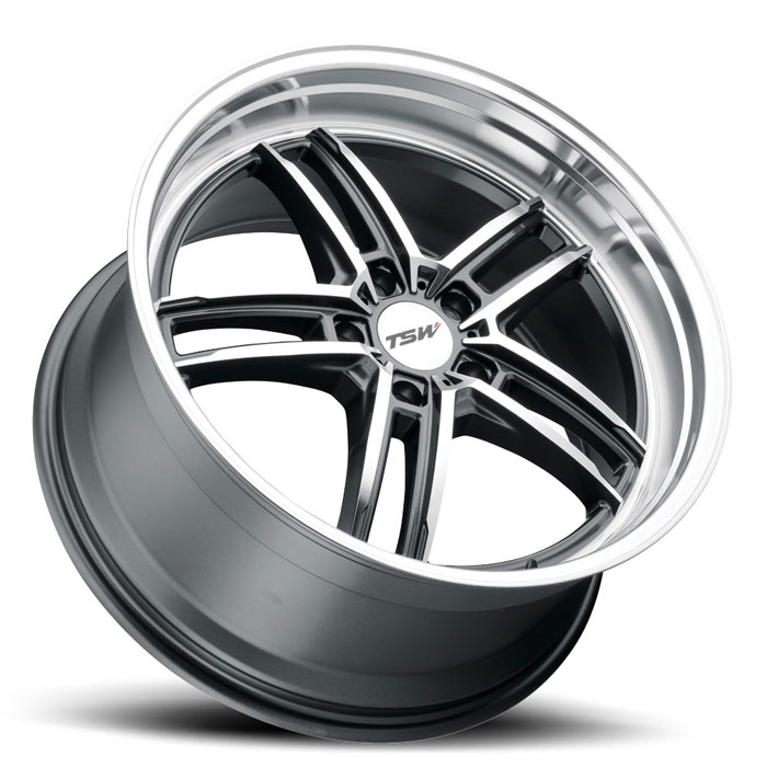 SUZUKA 18X8.5 5-120 30P C76 GLOSS GUNMETAL W/MIRROR CUT FACE & LIP