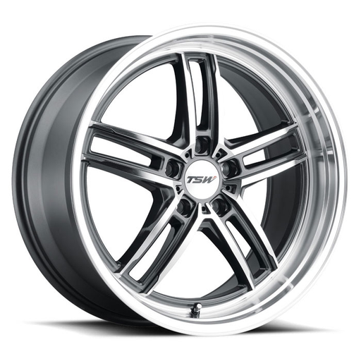 SUZUKA 17X8 5-114.3 40P C76 GLOSS GUNMETAL W/MIRROR CUT FACE & LIP