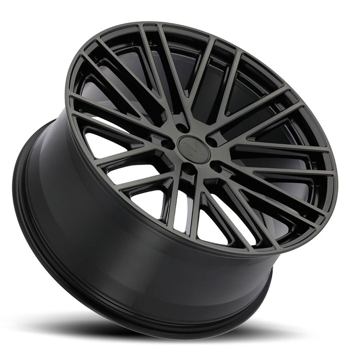 MASCHE 18X9.5 5-112 40P C66.6 SEMI GLOSS BLACK W/MIRROR CUT FACE & TRANSLUCENT CLEAR