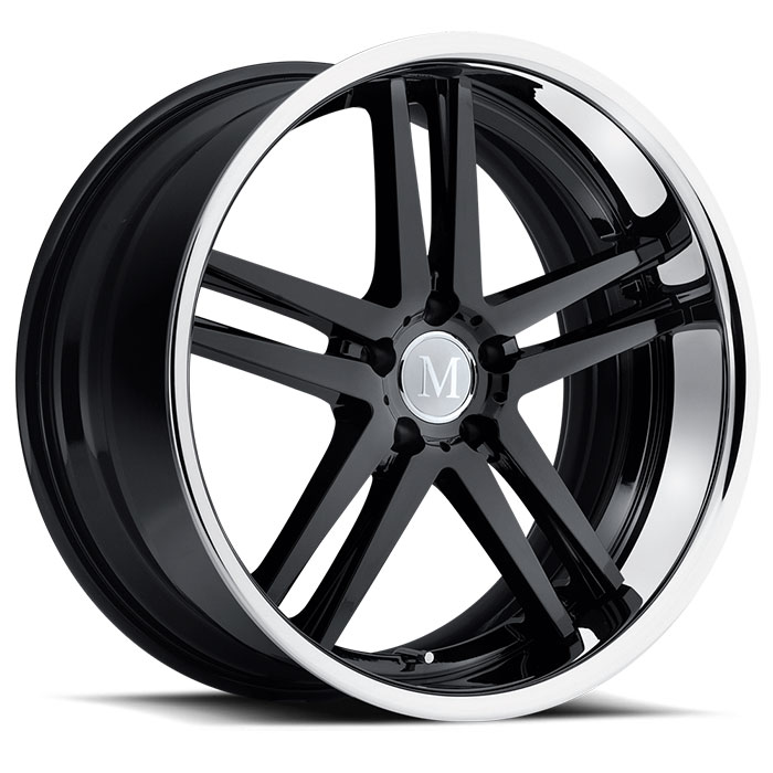 SIMPLEX 18X8.5 5-112 20P C66.6 BLACK - CHROME SS LIP