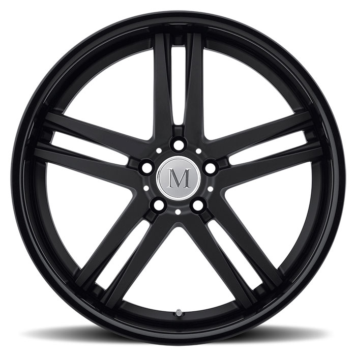 SIMPLEX 19X8.5 5-112 43P C66.6 MATTE BLACK - BLACK LIP