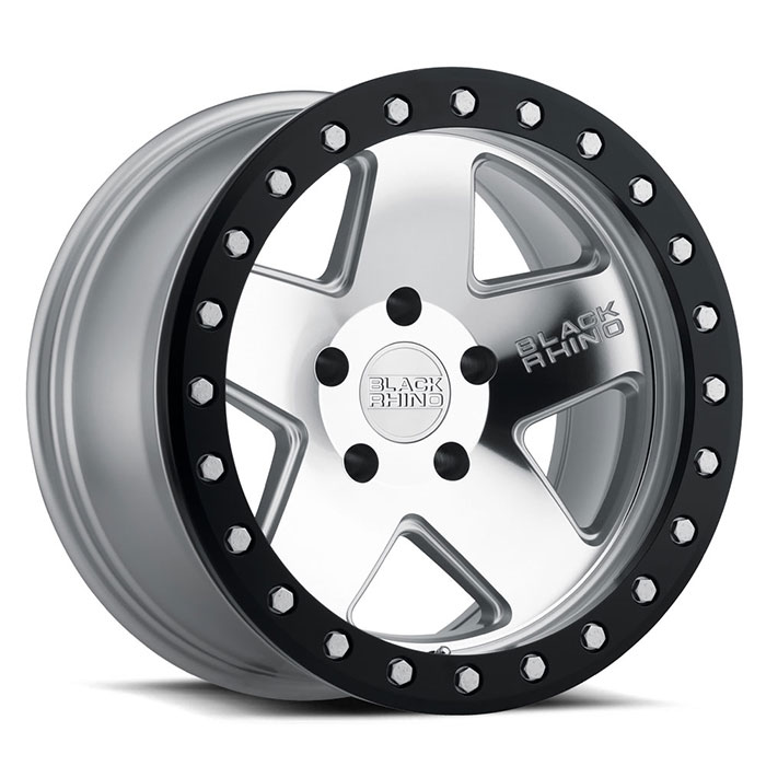 CRAWLER 17X8.5 6-139.7 0P C112 SILVER W/MIRROR FACE & BLACK LIP RING