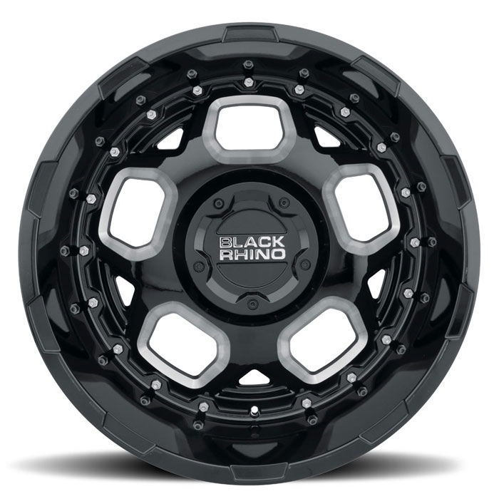 GUSSET 20X9.5 5-150 6P C110 GLOSS BLACK W/MILLED SPOKES